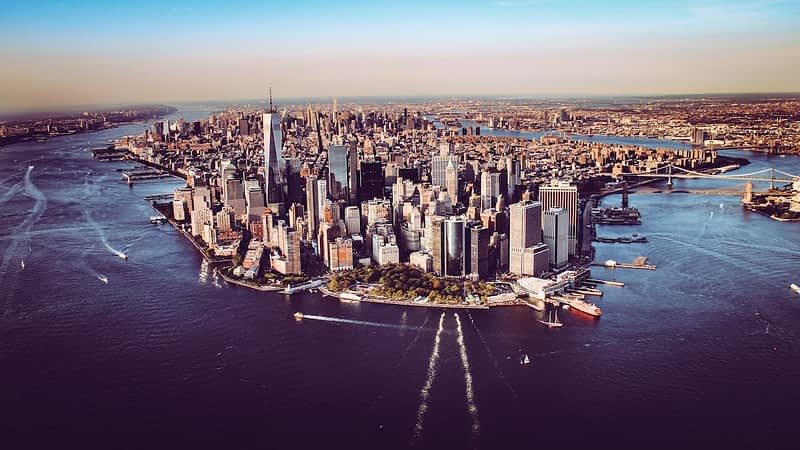 Vista aérea de Manhattan, Nova York, EUA.